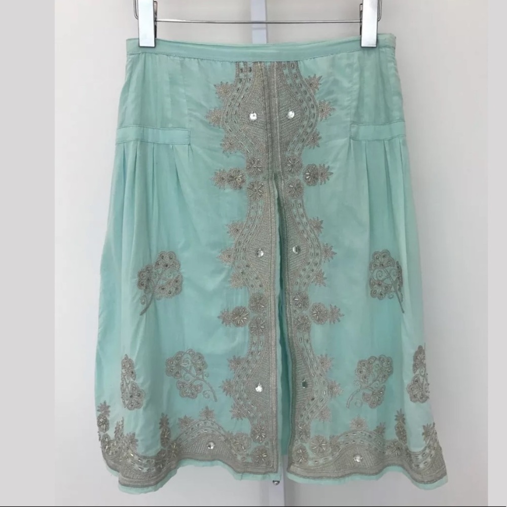 SWEET BY MISS ME SKIRT AQUA EMBELLISHED SKIRT SZ S